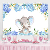 Lofaris Bule Purple Little Floral Elephent Baby Shower Backdrop